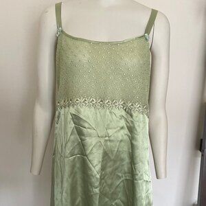 Vintage 2000s Delta Burke Sleepwear Green Slip Dress